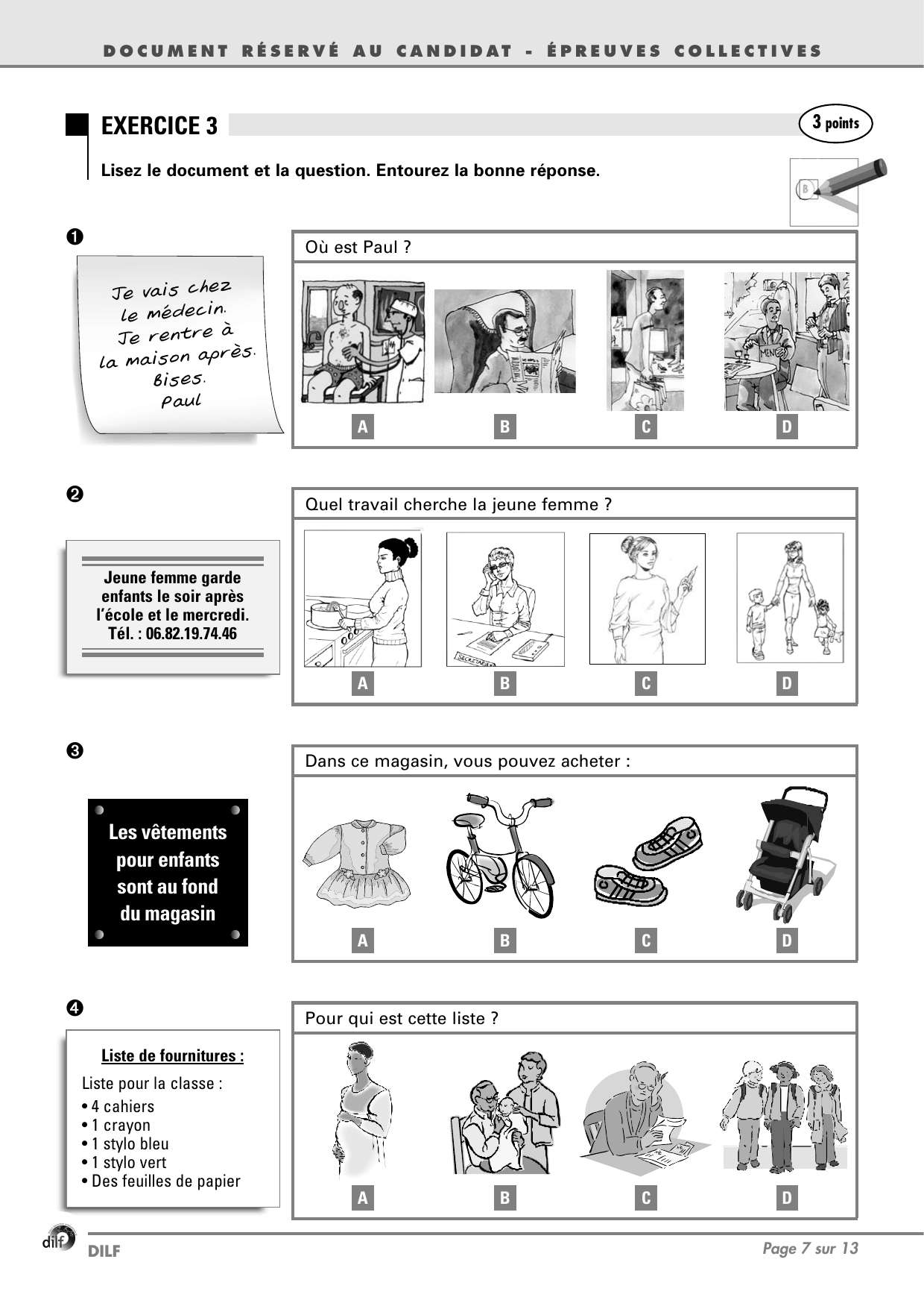 Exercice 3 — Lire le document et choisir la bonne réponse 1