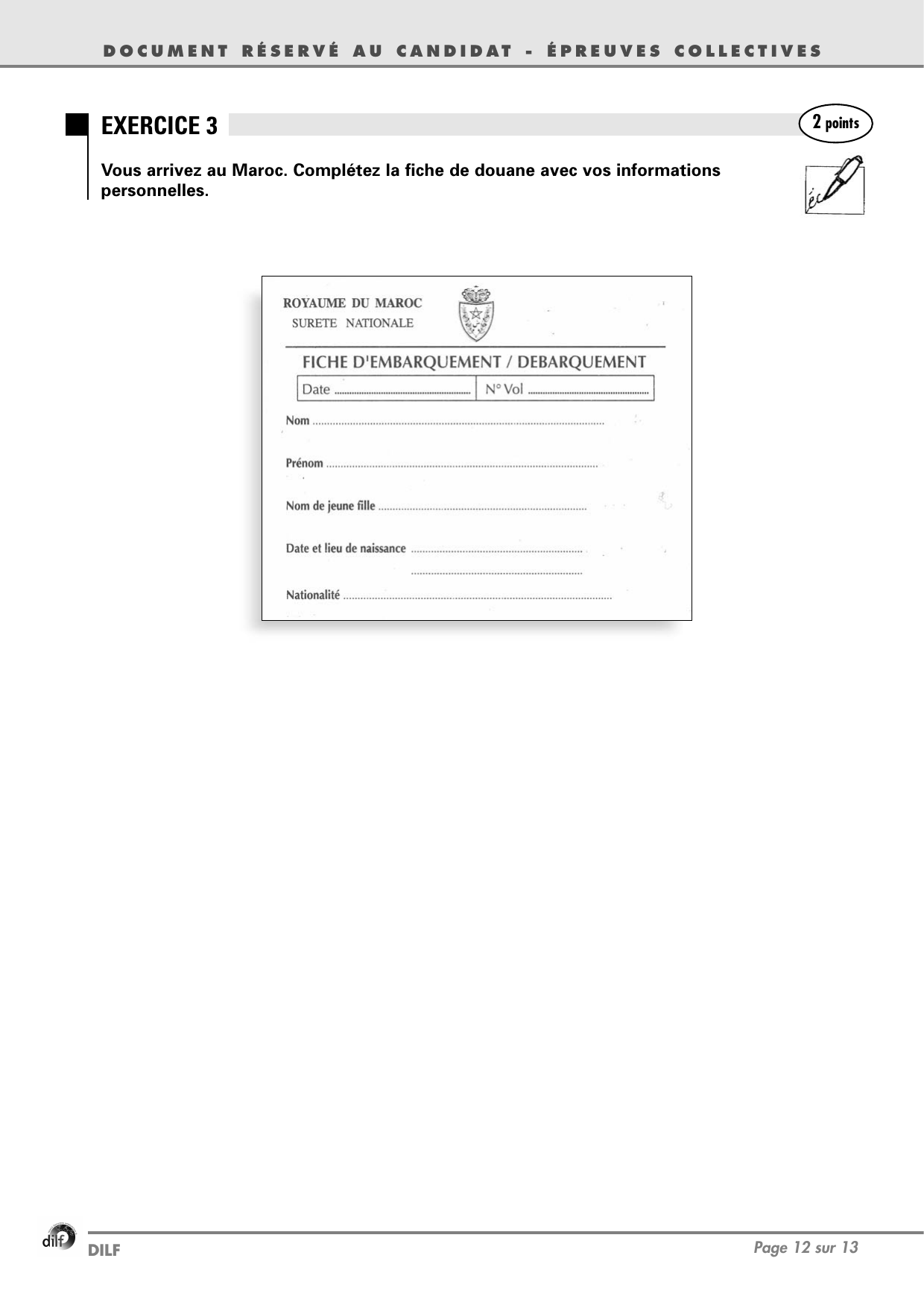 Exercice 3 — Compléter une fiche de douane 1