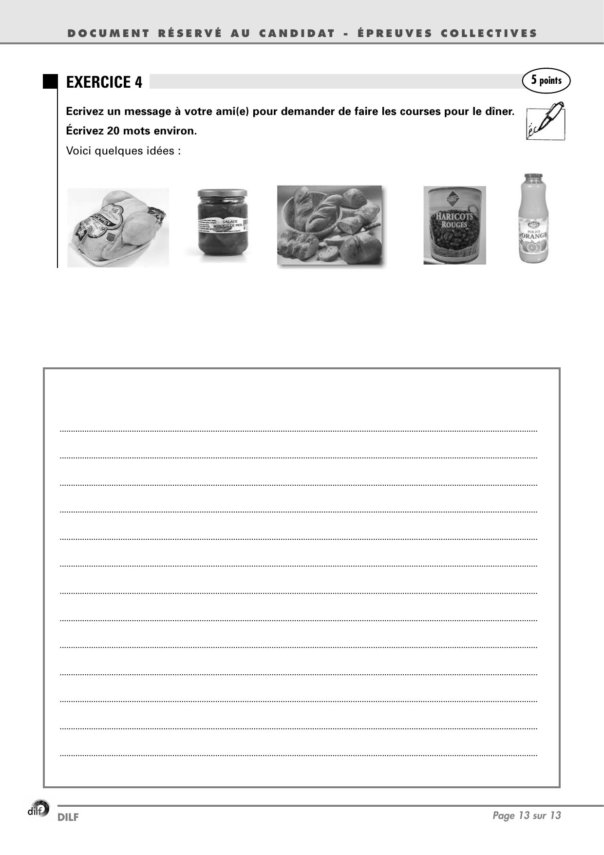 Exercice 4 — Écrire un message pour le dîner 1